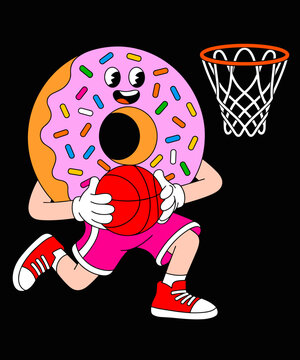 Naklejki Donut Dunking Basketball Funny Food Sports design
