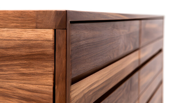 Sleek Wooden Cabinetry: A close-up showcases the sophisticated design of a modern wooden cabinet, highlighting its craftsmanship, clean lines, and the natural beauty of the wood grain.
