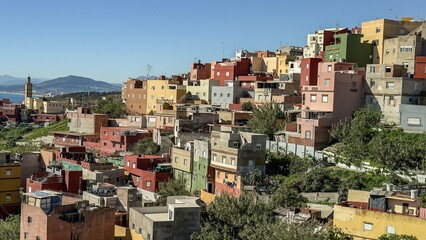 Obraz premium The colorful hillside neighborhood of El Principe in Ceuta, Spain