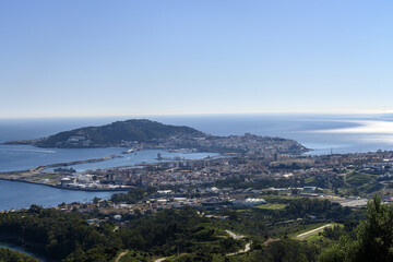 Fototapeta premium Aerial view of the city of Ceuta surrounded by the Mediterranean Sea.