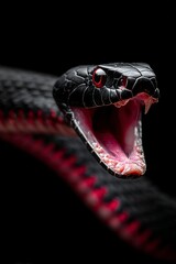 Fototapeta premium black snake with open mouth