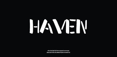 Haven alphabet  triple line fonts set on grey background, Typography  logo creative font.  vector illustration