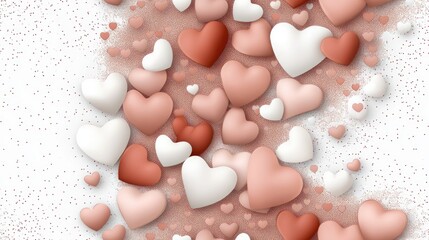 Colorful heart-shaped confetti and shiny glitter sparkle on a lively pastel pink setting, perfect for festive occasions and cheerful gatherings SEAMLESS PATTERN