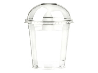 Clear plastic dome lid cup for cold drinks isolated on white background
