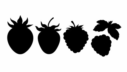 Stunning collection of strawberry and raspberry silhouettes perfect for modern kitchen design and fresh food branding projects
