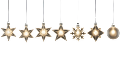 Transparency Blurred Hanging Christmas Star and Snowflake Ornaments with Golden Lights