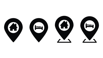 hotel location, lodging location icon. Homestay icon vector.