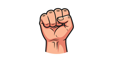 Powerful clenched fist cartoon illustration symbolizing determination and strength gesture