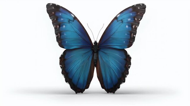 Stunning close-up of a vibrant blue butterfly with intricate wing patterns.