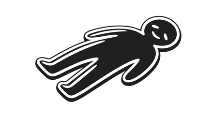 Obraz premium Black silhouette of person falling or flying, simple icon