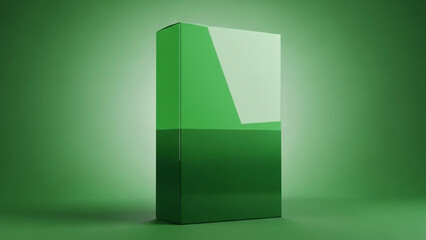 A pristine green software box product packaging mockup, ideal for showcasing digital applications, games, or any software product in a clean and professional presentation