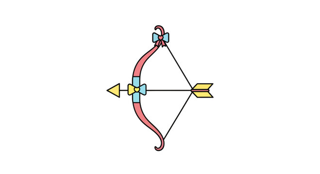 Whimsical Bow and Arrow Illustration with Pastel Colors and Decorative Bows Design