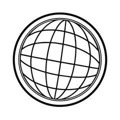 A vector illustration of a round earth globe icon featuring a grid map for a global network concept