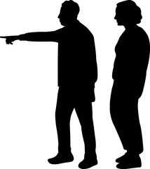 a couple standing body silhouette vector