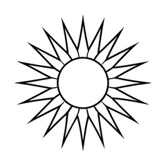Bright sun icon vector illustration design for hot summer weather symbol