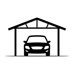 Obraz premium Carport icon. Black silhouette. Front view. Vector simple flat graphic illustration. Isolated object on a white background.