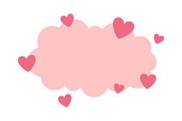 Cloud with hearts. Colored silhouette. Front and side view. Vector simple flat graphic illustration. Isolated object on a white background.