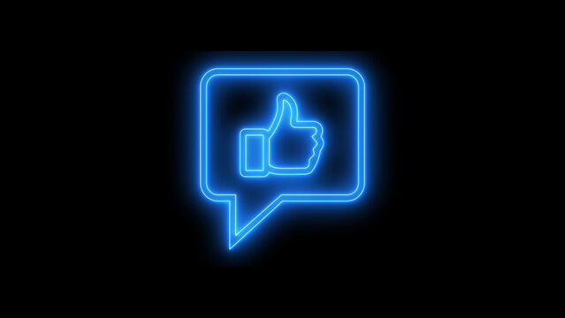 A vibrant pink neon thumbs up like icon in a wavy circle on a black background, symbolizing social media approval and positive feedback for digital content.