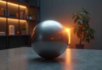 Robust Titanium Metallic Sphere Emitting Radiant Gray Glow