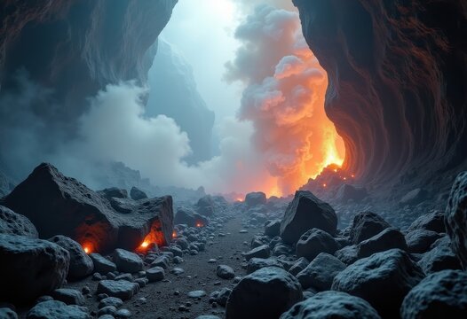 Light and Airy Pumice Rock Formation Capturing Volcanic Texture and Atmospheric Effects