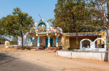 View of the ancient Sathya Sai Baba Temple situated on the outskirts of Puttaparthi in Andhra Pradesh, India.