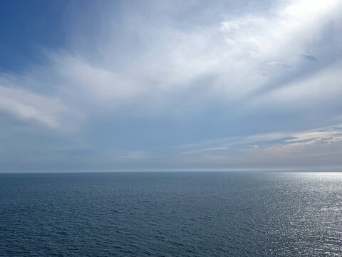 Glittering blue sea and beautiful sky.