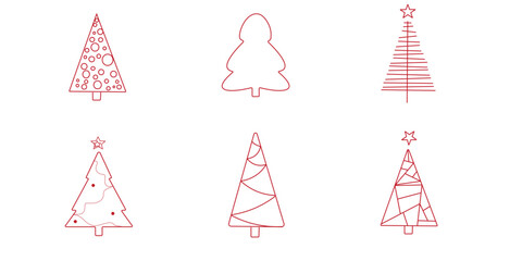  Collection of Line Art Christmas Trees for Holiday Designs