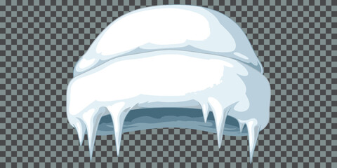 Cartoon White Snow Cloud With Small Blue Icicles Vector Illustration Isolated Winter Weather Symbol Or Floating Game Asset