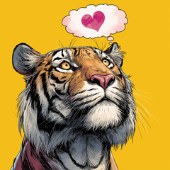 Tiger thinking about love / Heart in a Thought Bubble 
