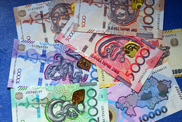 Naklejka premium some current banknotes from kazakhstan