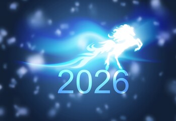 New year symbol 2026 fire horse on dark