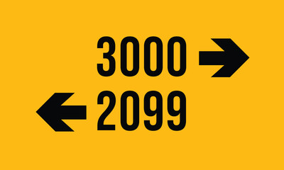 2099 and 3000 Direction Arrows – Future and Past Navigation Vector Illustration