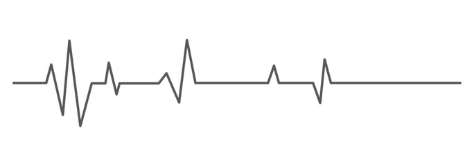 Simple black electrocardiogram line displaying a continuous heartbeat rhythm on a clean white background for medical and health concepts. Vector, illustration