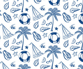 Seas lines pattern blue color vector illustration