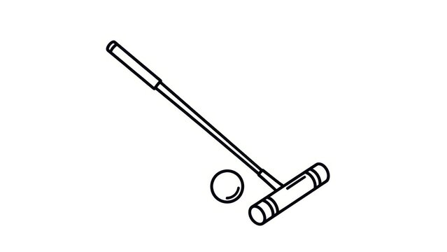 Stylized croquet mallet and ball illustration on a clean white background game scene