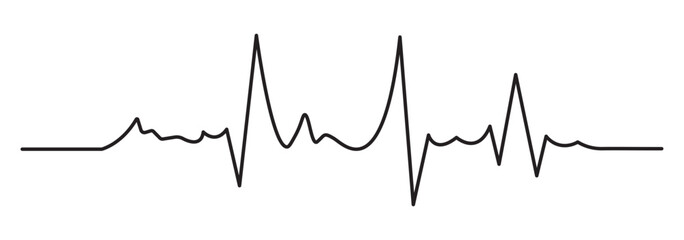 Three lines displaying varying heartbeat wave patterns, the bottom line ends with two connected heart outlines