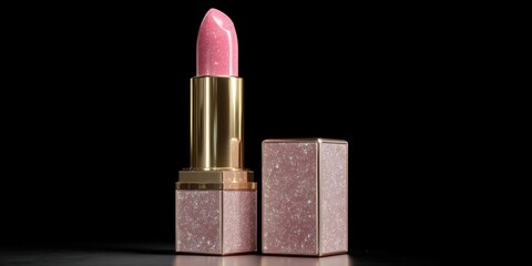 Pink Lipstick on Rose Gold Cube for Beauty and Fashion Photos