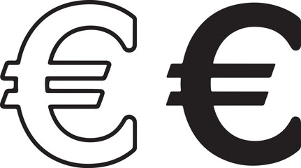 Obraz premium Euro Currency Symbol Icons in Outline and Silhouette Styles money finance on transparent background