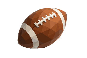 Geometric polygonal american football on white background