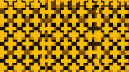 Repeating Yellow Cross Design: Abstract Geometric Pattern