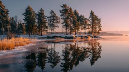 Frozen Lake with Soft Morning Light