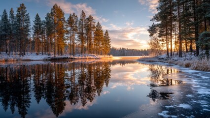 Frost and Snow by Forest Lake