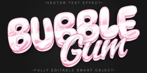 Bubble Gum Sweet Candy Bubble Gum Gummy  Vector Fully Editable Smart Object Text Effect