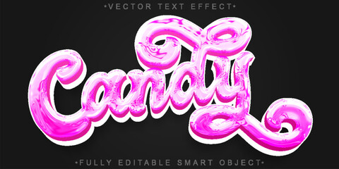 Candy Sugar Gum Sweet Treat Vector Fully Editable Smart Object Text Effect