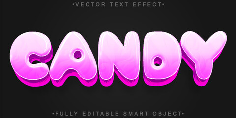 Candy Sugar Gum Sweet Treat Vector Fully Editable Smart Object Text Effect