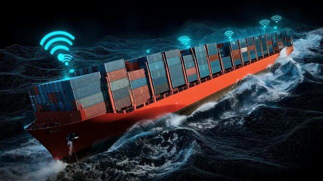 Closeup of cargo systems adjusting in realtime highlighting innovative mechanisms designed to withstand harsh wave impacts.