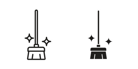 Sweeping icon line illustration background. icon concept vector