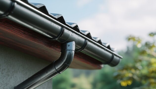 Roof Drainage System: Gutter Holders And Drains For Efficient Water Drainage On House Roofs