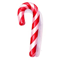 Watercolor candy cane, red and white stripes, festive