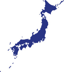 Outline map of Japan a simple blue silhouette for travel and geography concepts isolated on a white background